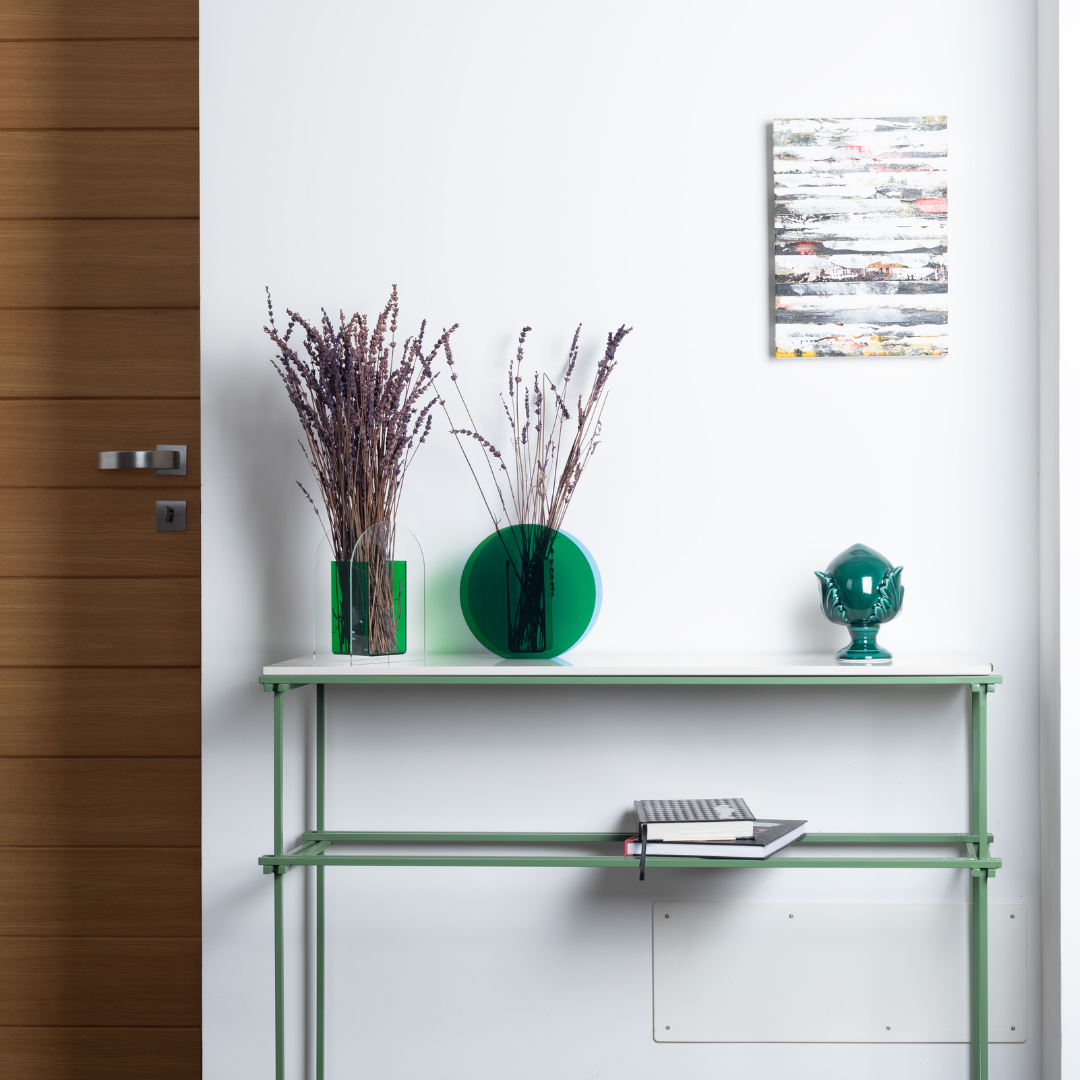 Consolle in acciaio e marmo