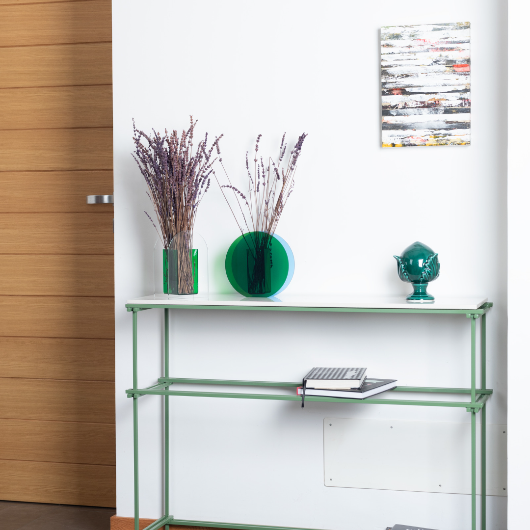 Consolle in acciaio e marmo